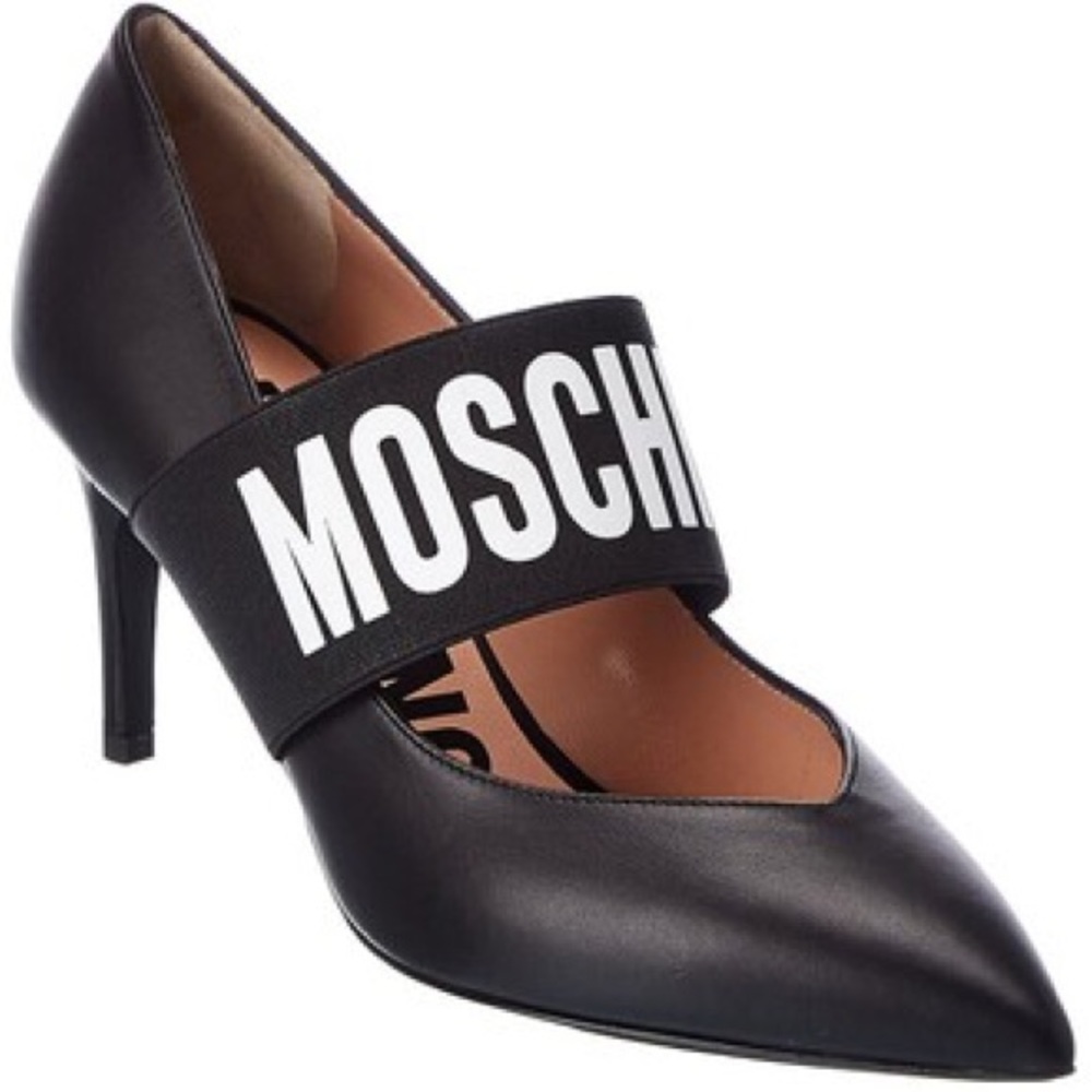 moschino logo-strap 80 mm pumps black colour size 36 New with tag